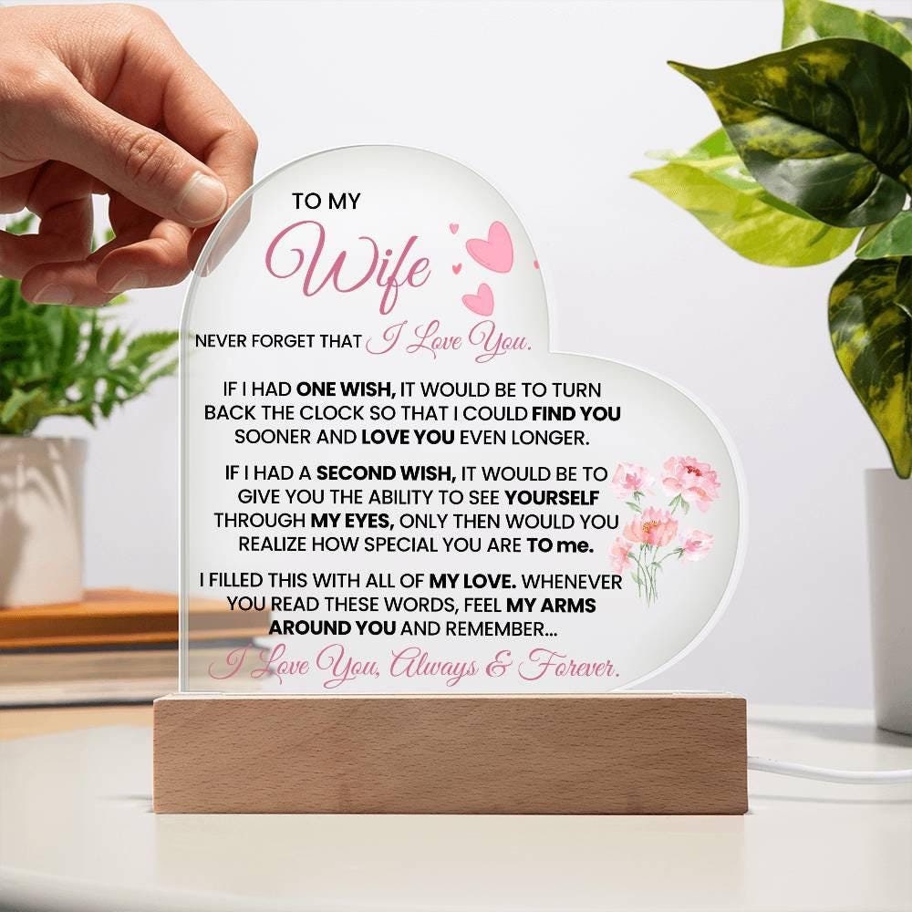 To My Wife Heart Shape Acrylic Plaque – Romantic Anniversary Gift – view 2