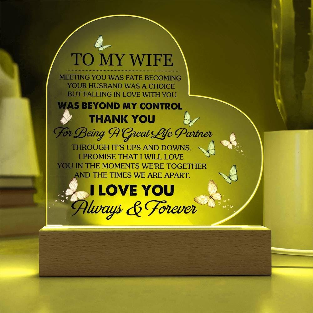 Personalized Wife Heart Acrylic Plaque – Birthday gift for wife – view 7