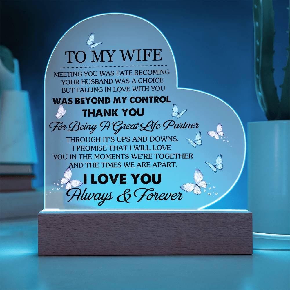 Personalized Wife Heart Acrylic Plaque – Birthday gift for wife – view 2
