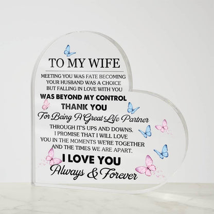 Personalized Wife Heart Acrylic Plaque – Birthday gift for wife – view 5