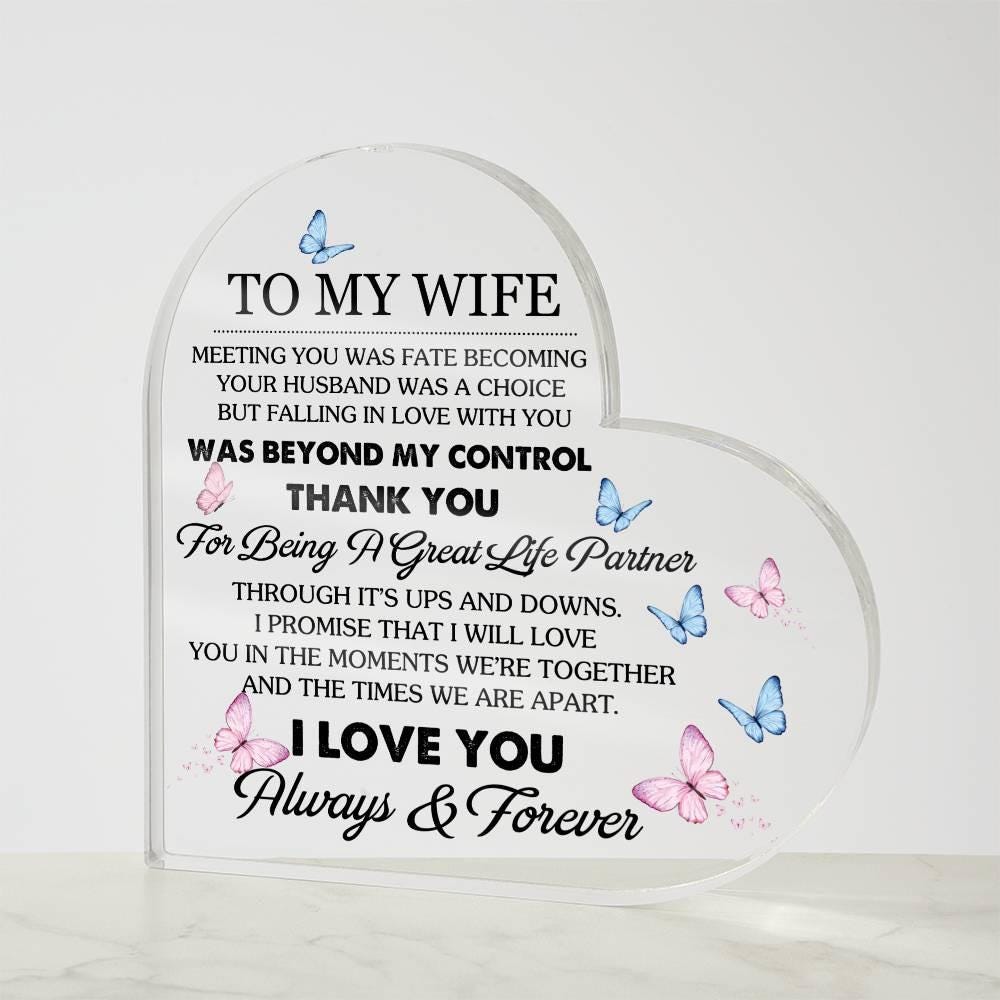 Personalized Wife Heart Acrylic Plaque – Birthday gift for wife – view 5