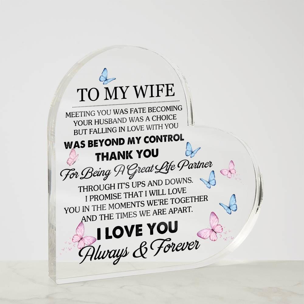 Personalized Wife Heart Acrylic Plaque – Birthday gift for wife – view 4