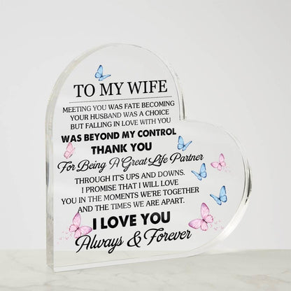 Personalized Wife Heart Acrylic Plaque – Birthday gift for wife – view 4