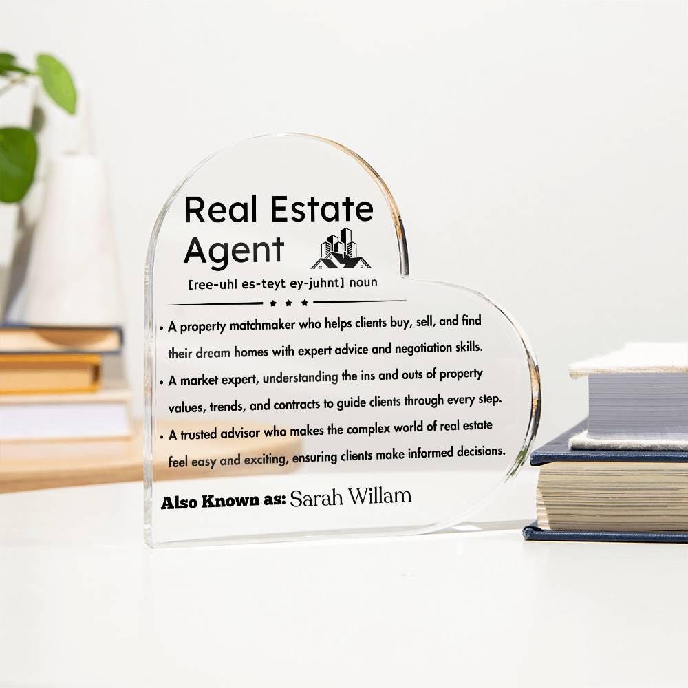 Real Estate Agent Definition Heart Plaque – Realtor Thank you Gift – view 3