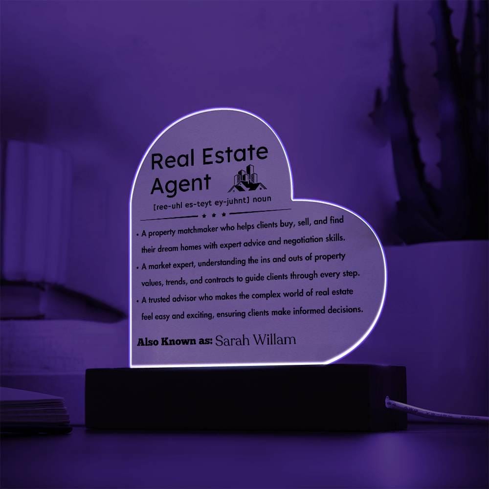 Real Estate Agent Definition Heart Plaque – Realtor Thank you Gift – view 5