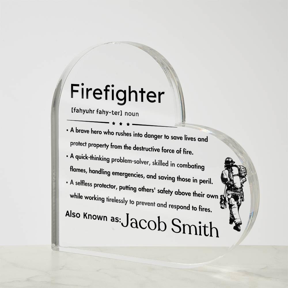 Personalized Firefighter gift Heart Acrylic Plaque – Fireman Gifts – view 5
