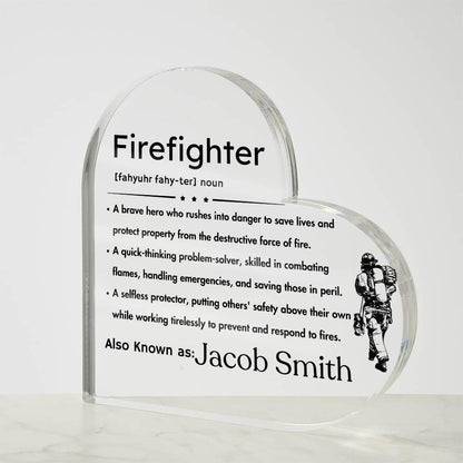 Personalized Firefighter gift Heart Acrylic Plaque – Fireman Gifts – view 5