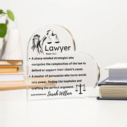 Personalized Lawyer Definition Heart Acrylic Plaque – Law Firm Gifts – view 3