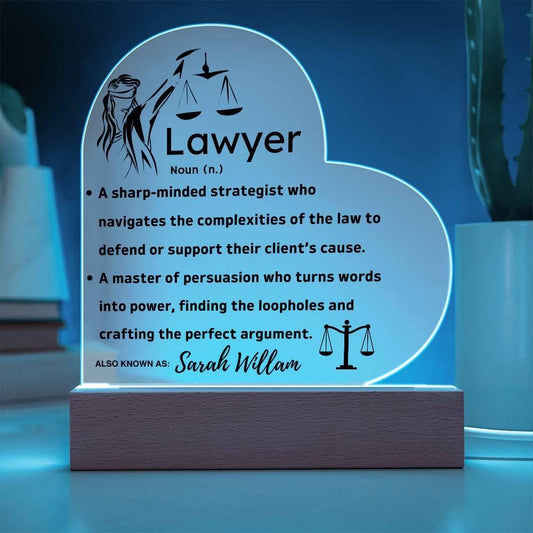 Personalized Lawyer Definition Heart Acrylic Plaque – Law Firm Gifts – view 2