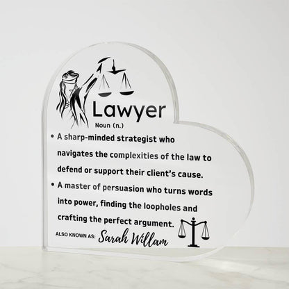 Personalized Lawyer Definition Heart Acrylic Plaque – Law Firm Gifts – view 9