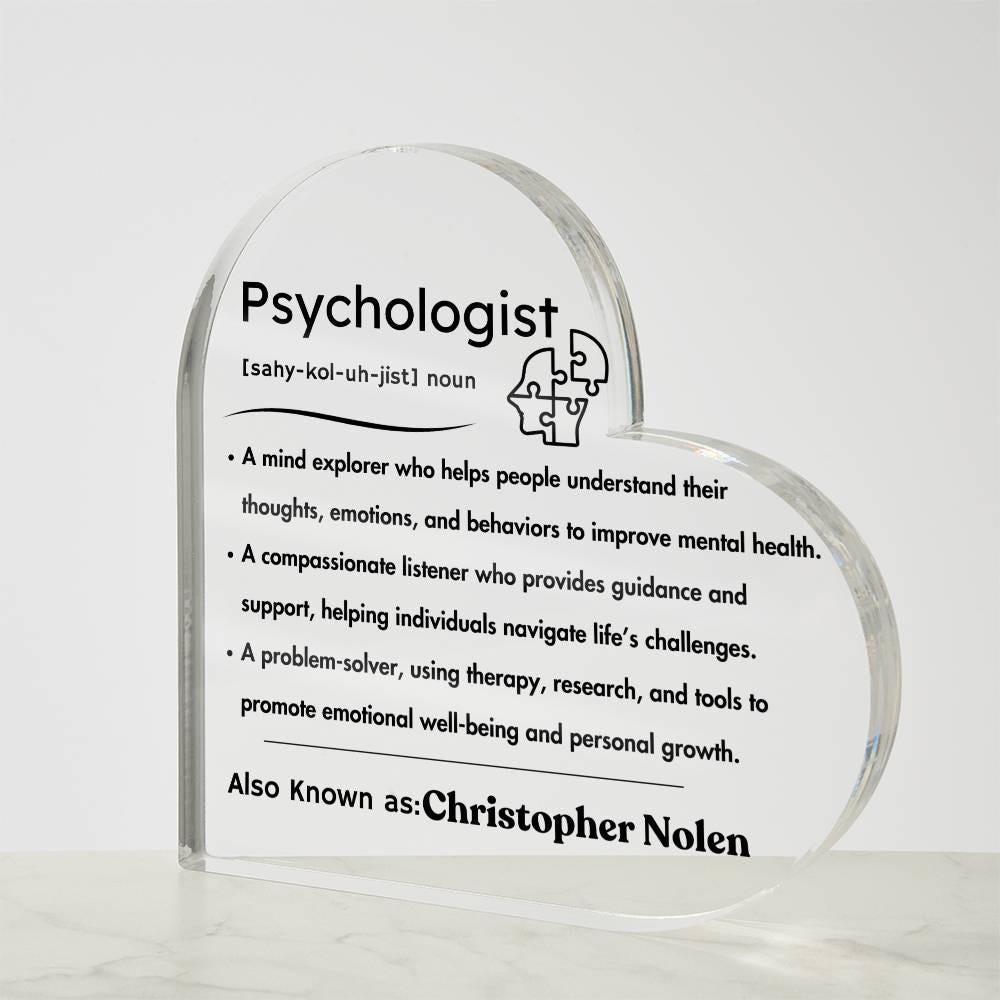 Personalized Psychologist Definition Heart Plaque – Therapist Gift – view 4
