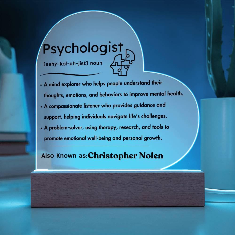 Personalized Psychologist Definition Heart Plaque – Therapist Gift – view 2