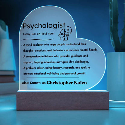 Personalized Psychologist Definition Heart Plaque – Therapist Gift – view 2