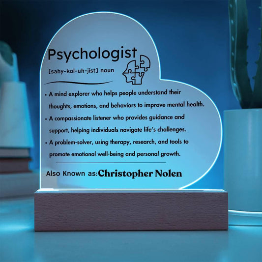Personalized Psychologist Definition Heart Plaque – Therapist Gift – view 2