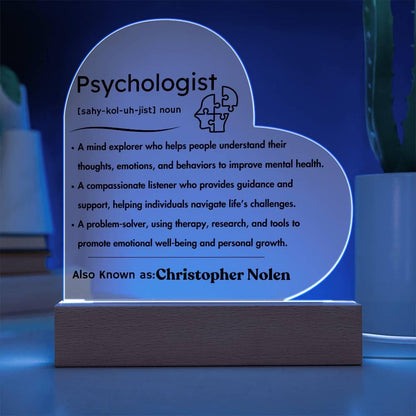 Personalized Psychologist Definition Heart Plaque – Therapist Gift – view 5