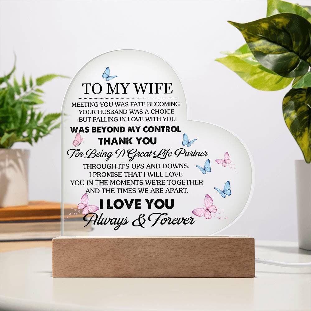 Personalized Wife Heart Acrylic Plaque – Birthday gift for wife – view 2