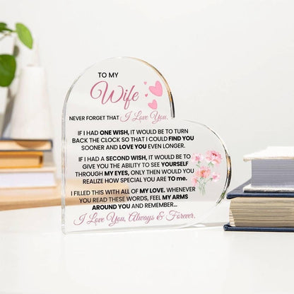 To My Wife Heart Shape Acrylic Plaque – Romantic Anniversary Gift
