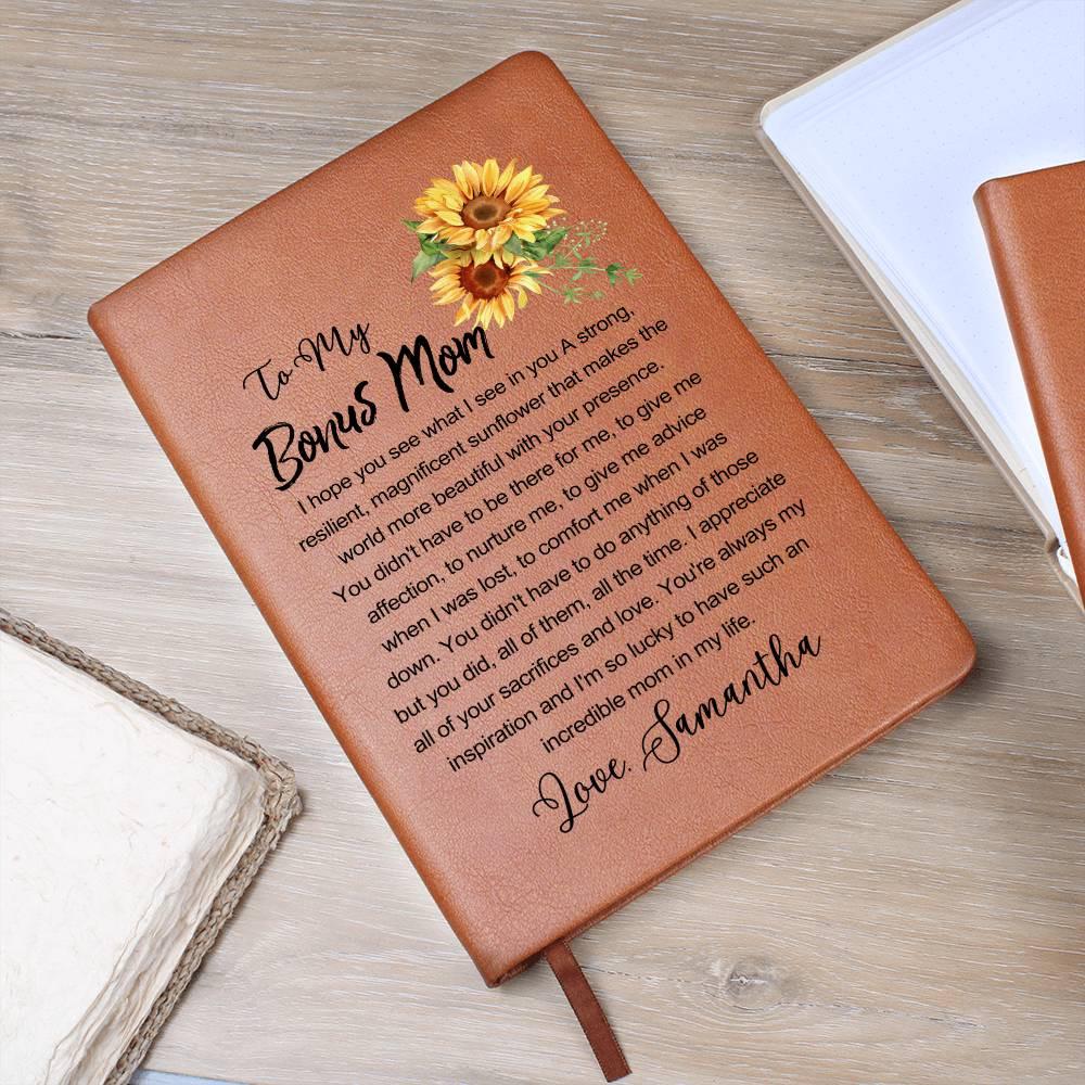 Personalized Bonus mom Sunflower Leather Journal – From Stepdaughter – view 8