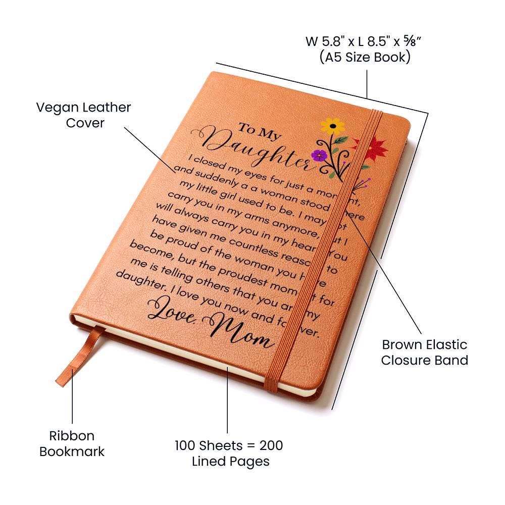 To my Daughter Personalized Floral Leather Journal – Gift from Mom – view 4