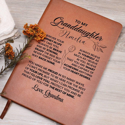Granddaughter Personalized Leather Journal – Gift from Grandma