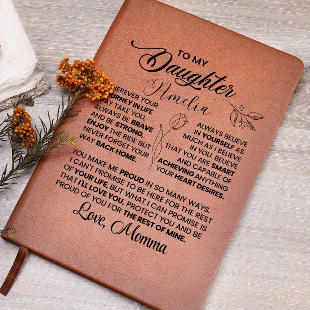 Daughter Personalized Leather Journal – Gift from Mom