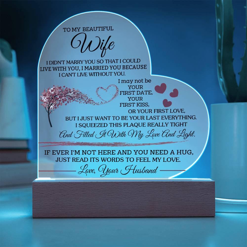 To My Wife Personalized LED Heart Plaque – Wife gift from Husband – view 2