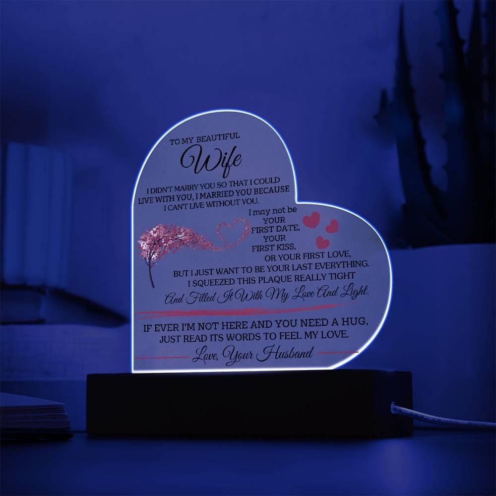 To My Wife Personalized LED Heart Plaque – Wife gift from Husband – view 3