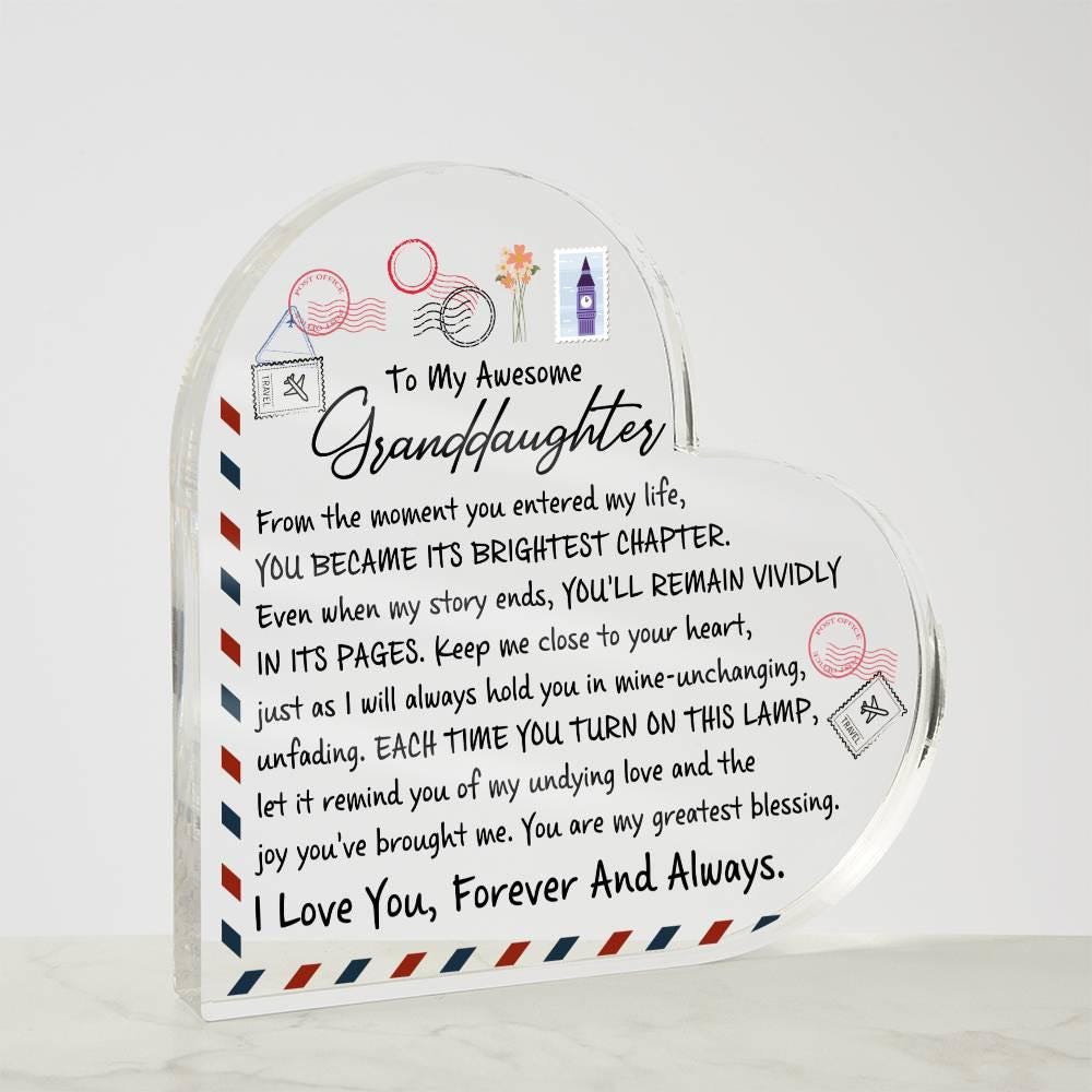Granddaughter Personalized Heart Acrylic Plaque – Christmas Gift – view 7