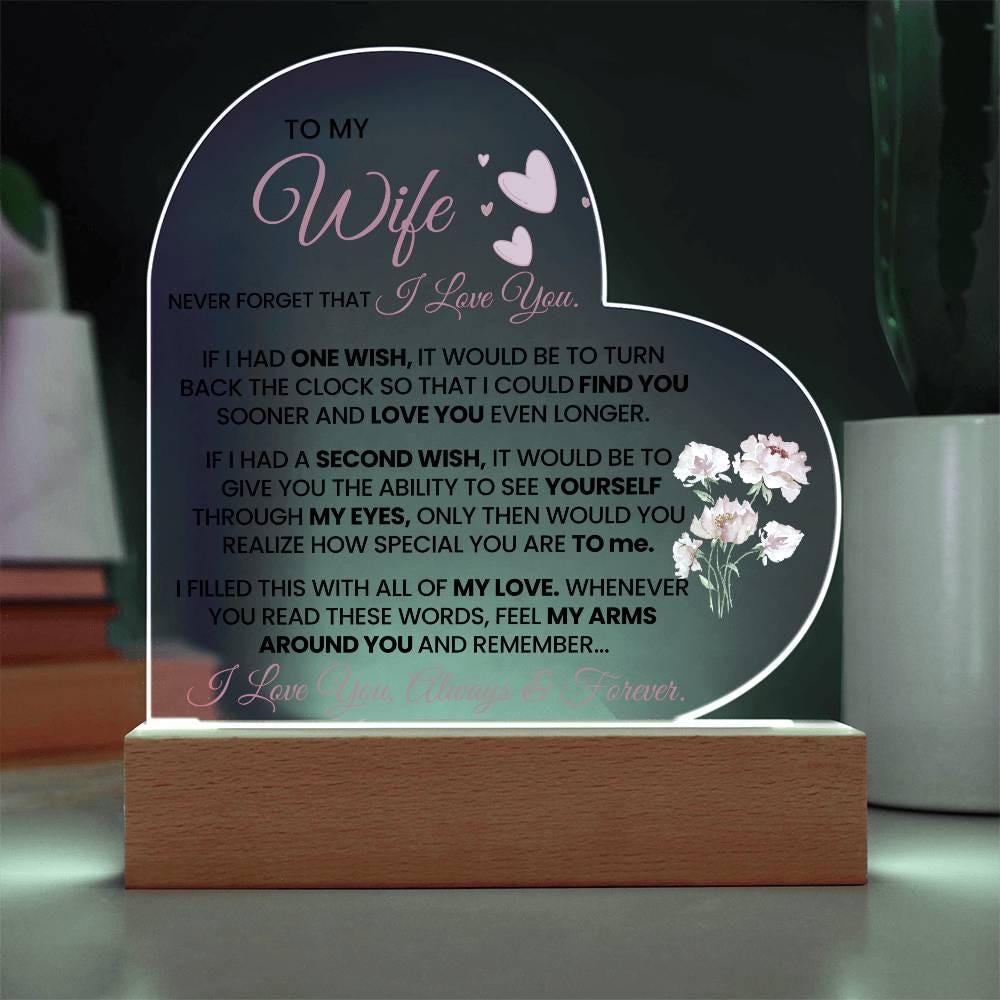 To My Wife Heart Shape Acrylic Plaque – Romantic Anniversary Gift – view 9