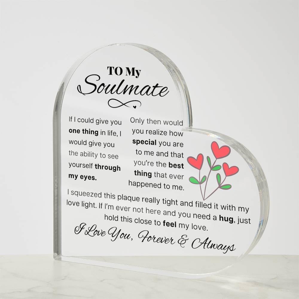 Personalized To My Soulmate Heart Acrylic Plaque – Gift for Wife – view 5