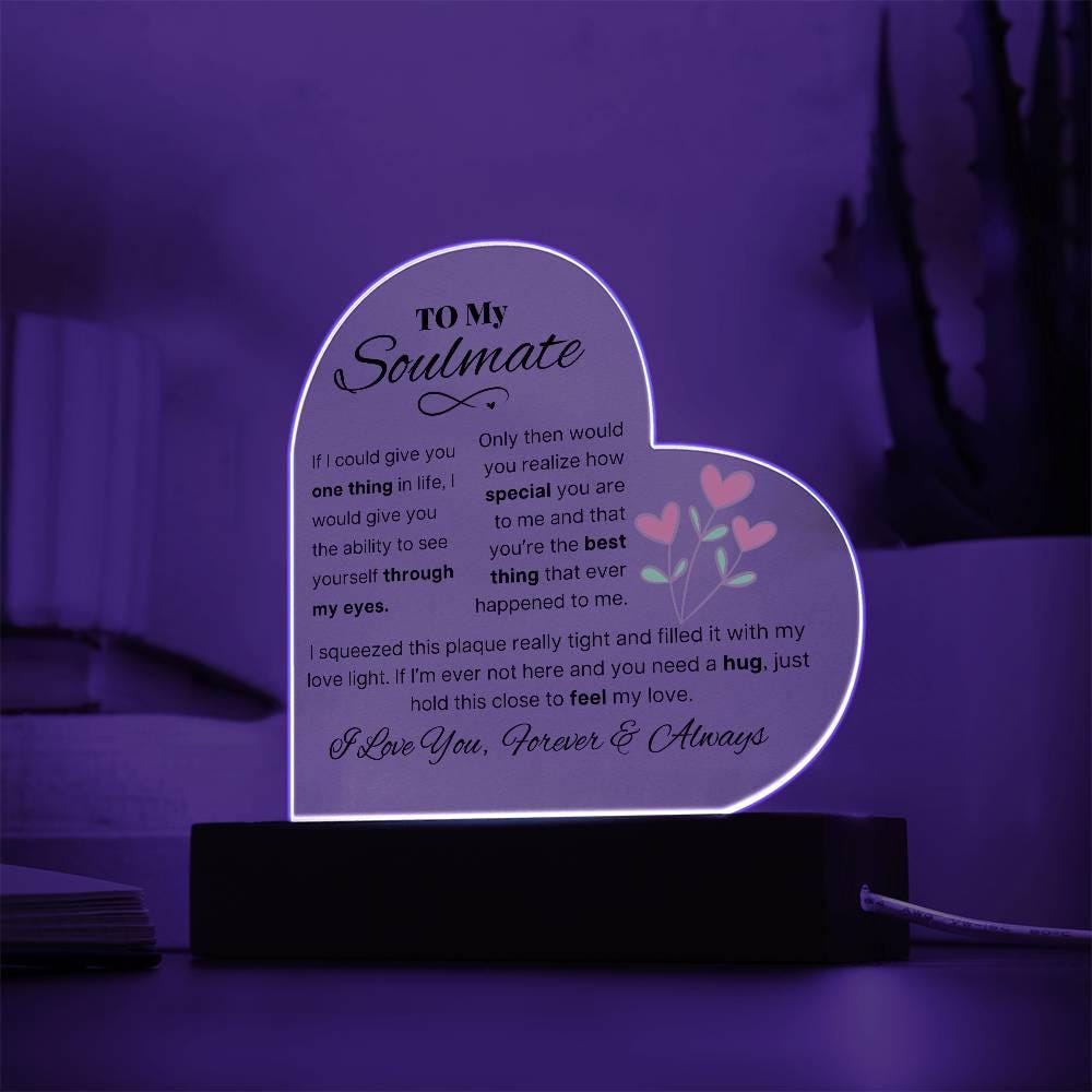 Personalized To My Soulmate Heart Acrylic Plaque – Gift for Wife – view 6