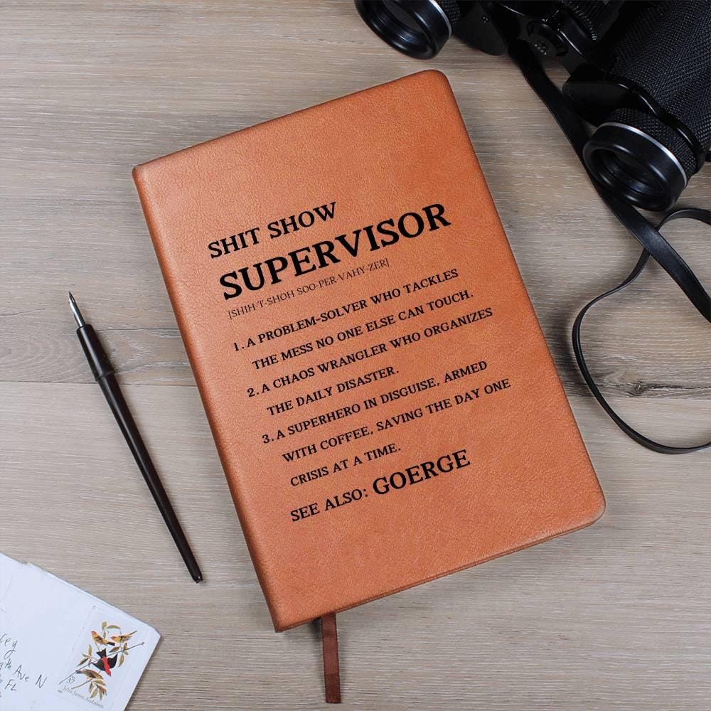 Shitshow Supervisor Definition Personalized Leather Journal – view 4
