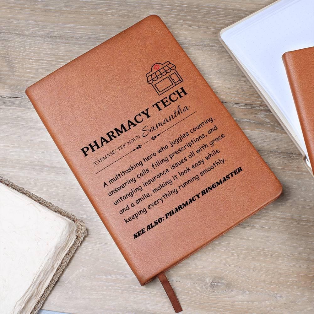 Personalized Pharmacy Tech Definition Leather Journal – New Pharmacist – view 9
