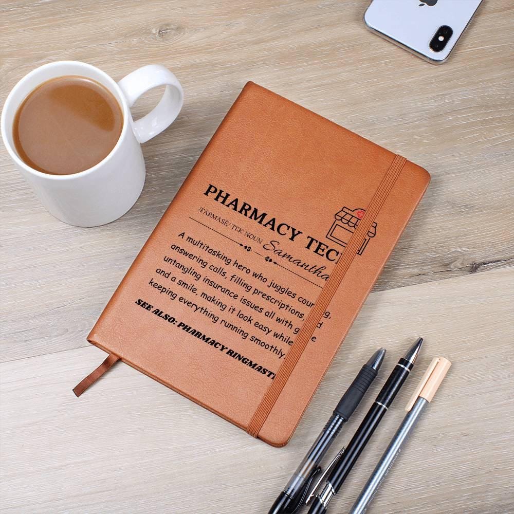 Personalized Pharmacy Tech Definition Leather Journal – New Pharmacist – view 7