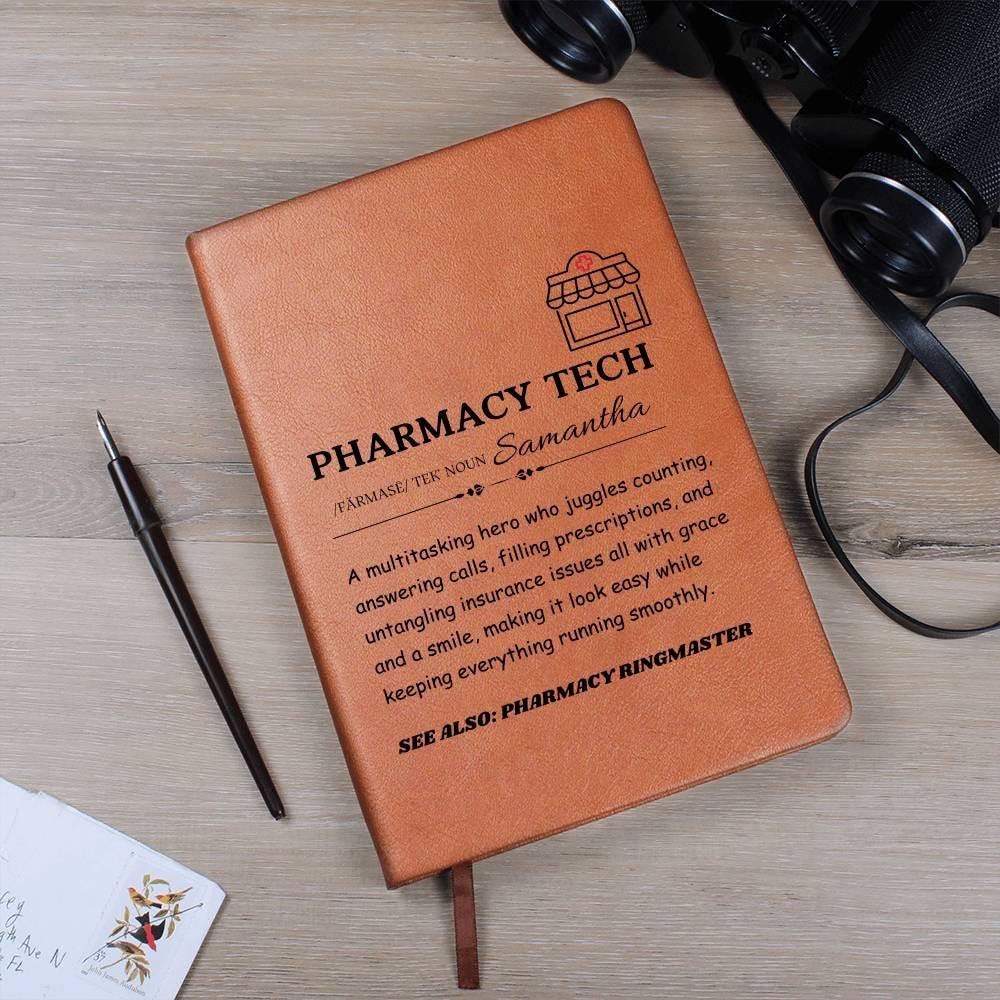 Personalized Pharmacy Tech Definition Leather Journal – New Pharmacist – view 4