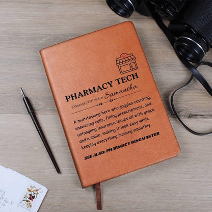 Personalized Pharmacy Tech Definition Leather Journal – New Pharmacist – view 4
