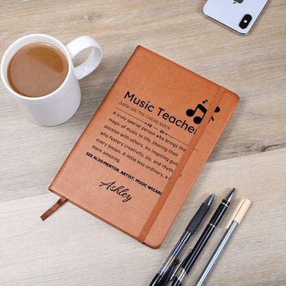 Music Teacher personalized Leather Journal – Gift for Music Teacher – view 3