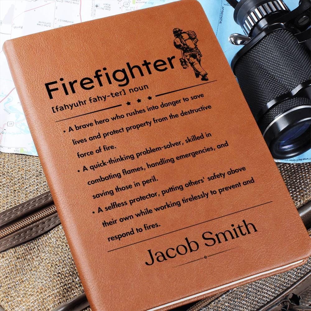 Personalized Firefighter Definition Leather Journal – Fireman Gifts – view 9