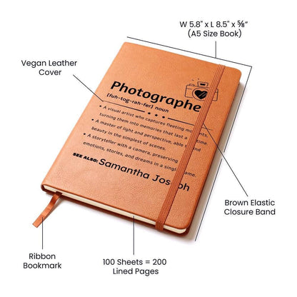 Photographer definition personalized Vegan Leather Journal – view 3