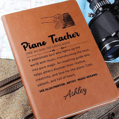 Personalized Piano Teacher Definition Leather Journal
