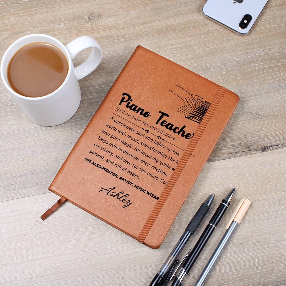 Personalized Piano Teacher Definition Leather Journal – view 3