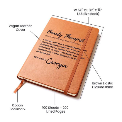 Beauty Therapist personalized Leather Journal – Cosmetology Gift – view 3