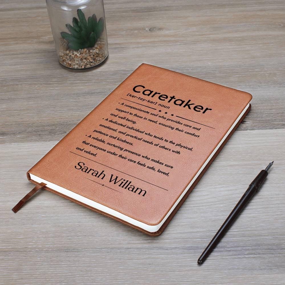 Caretaker definition Personalized Leather Journal – Gift for caregiver – view 7
