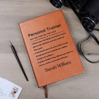 Personal trainer Definition leather journal – Gym Trainer Gift – view 4