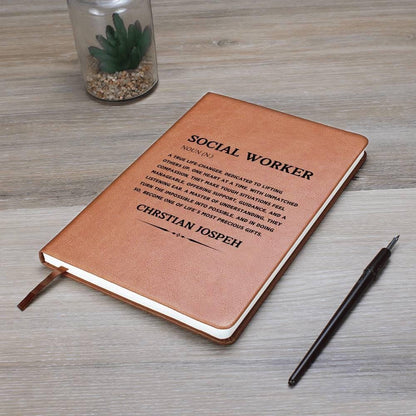 Social Worker Personalized Leather Journal – Gift for social Worker – view 9