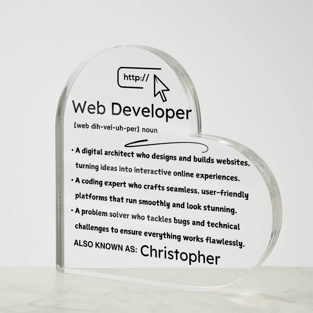 Personalized Web Developer Heart Plaque – Gift for Web Developer – view 3