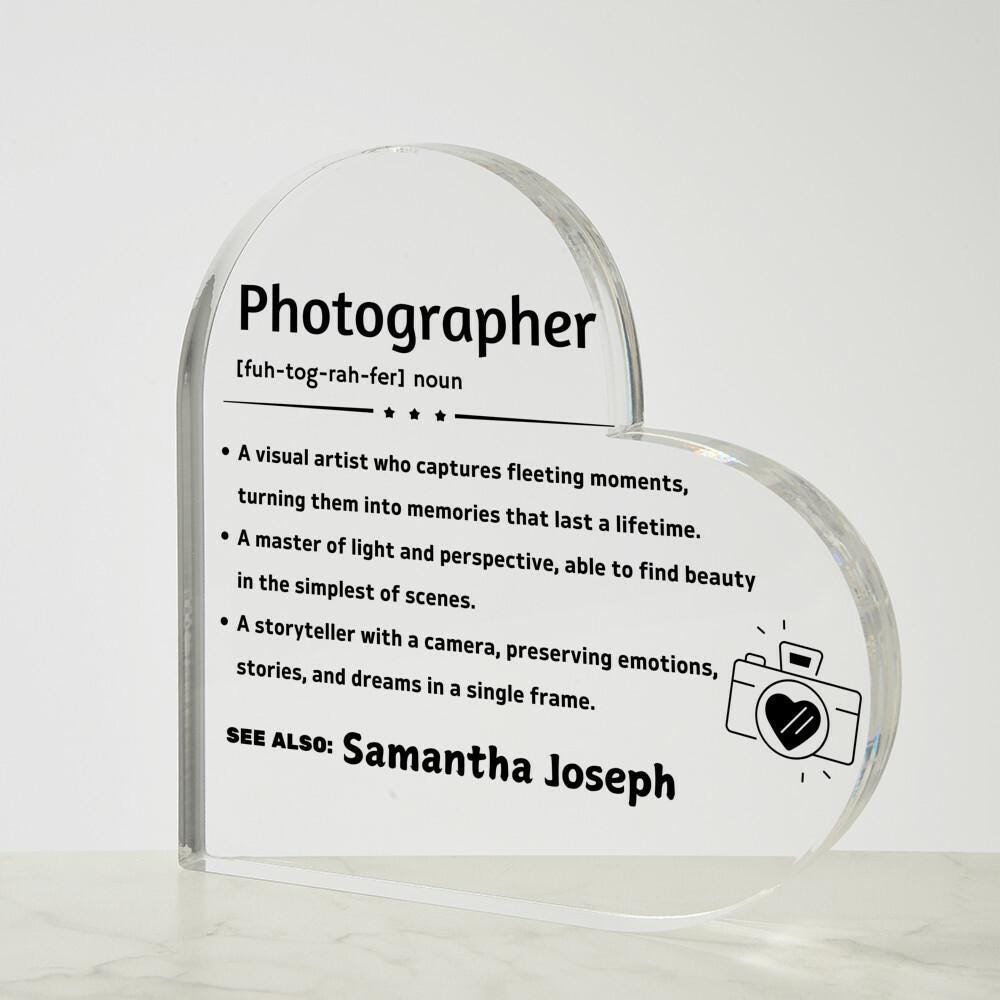 Photographer definition personalized Heart Acrylic Plaque – view 4