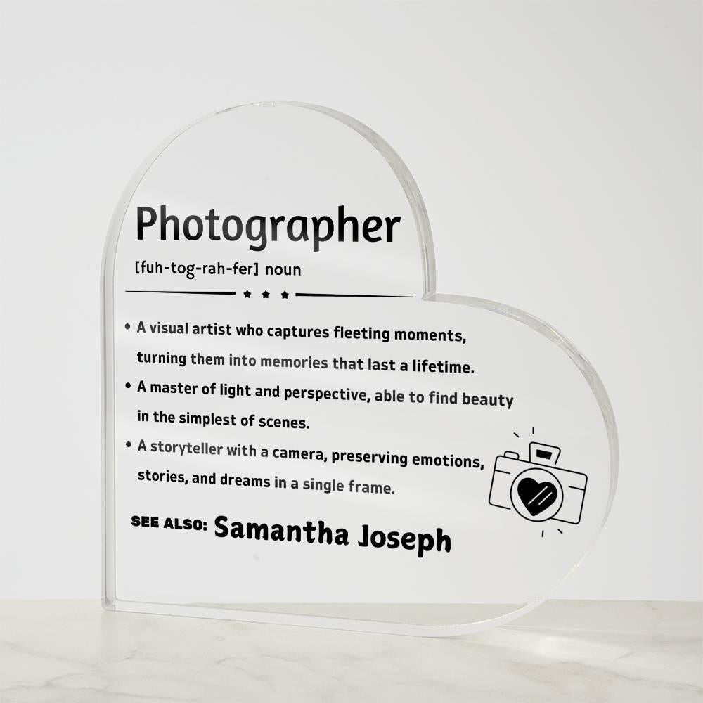 Photographer definition personalized Heart Acrylic Plaque – view 9