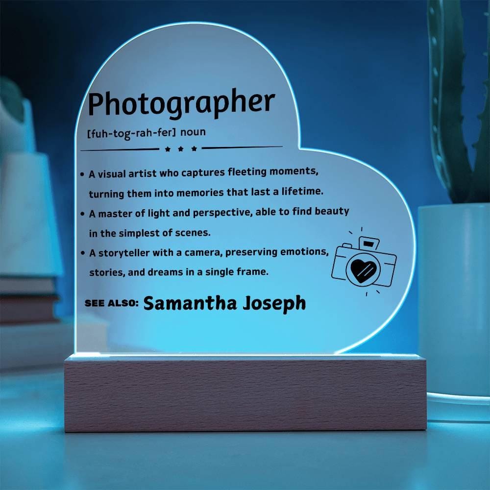 Photographer definition personalized Heart Acrylic Plaque – view 2