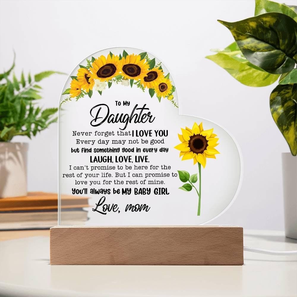 To My Daughter Personalized Heart Acrylic Plaque – Birthday Gift